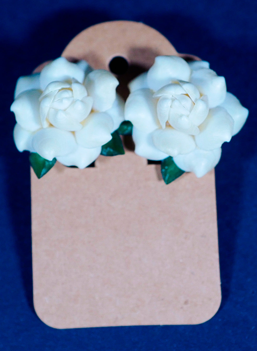 Vintage Screw-Back White Rose Earrings