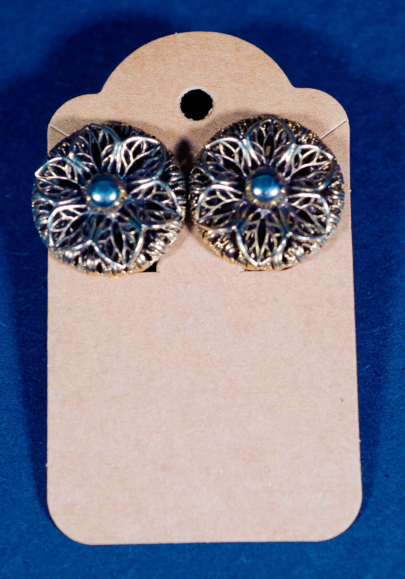 Vintage Screw-Back Metal Blossom Earrings