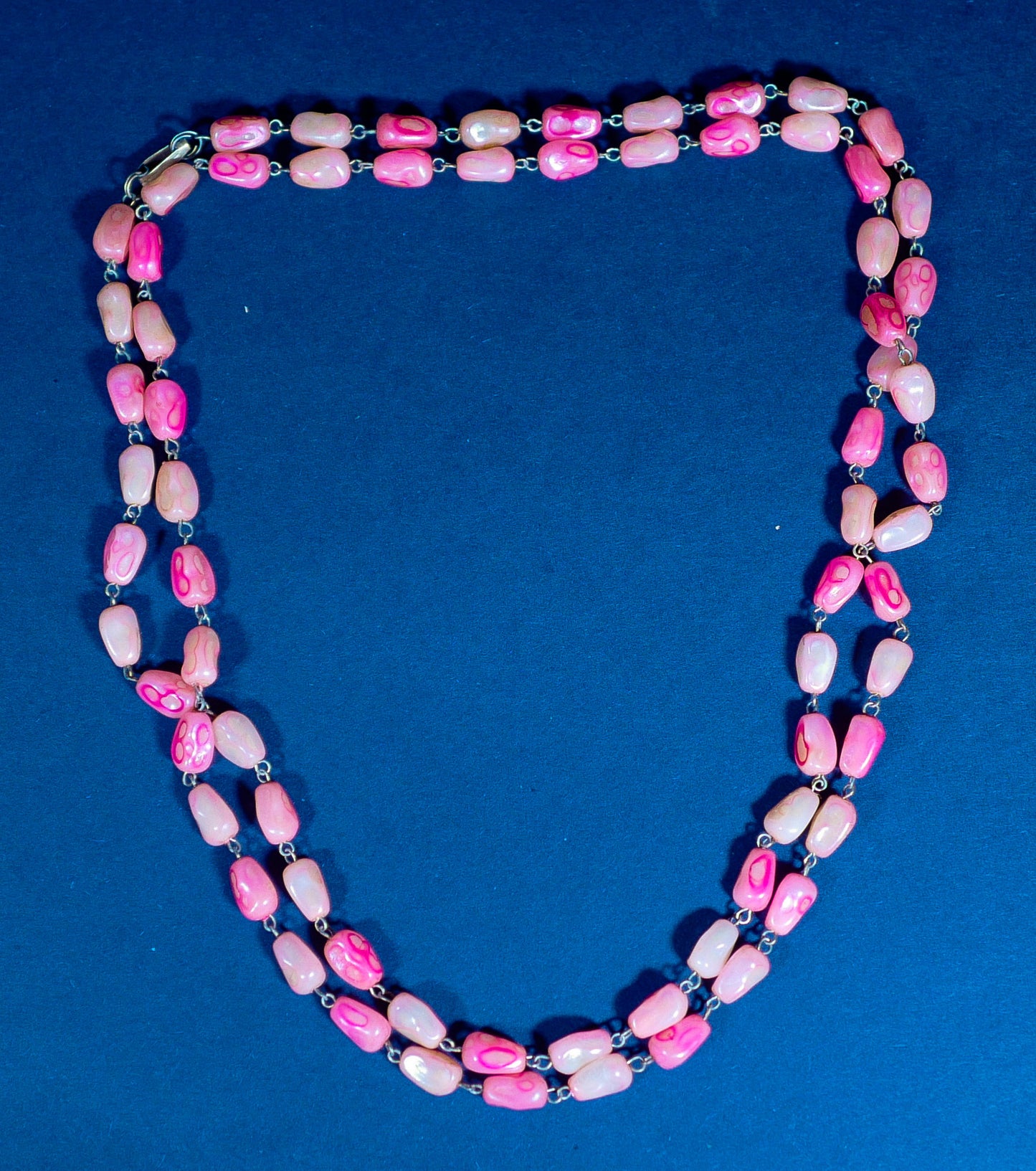 Vintage Polished Stone Beaded Necklace - Long