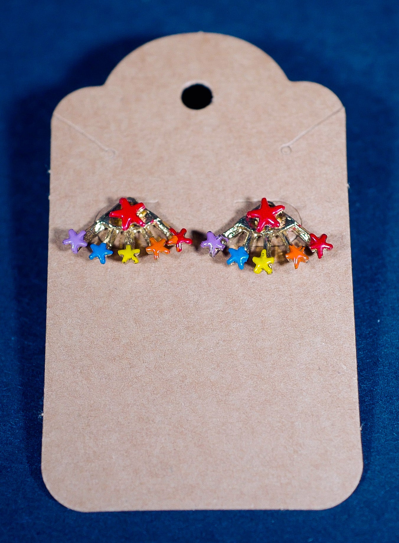 Vintage Rainbow Star Jacket Earrings