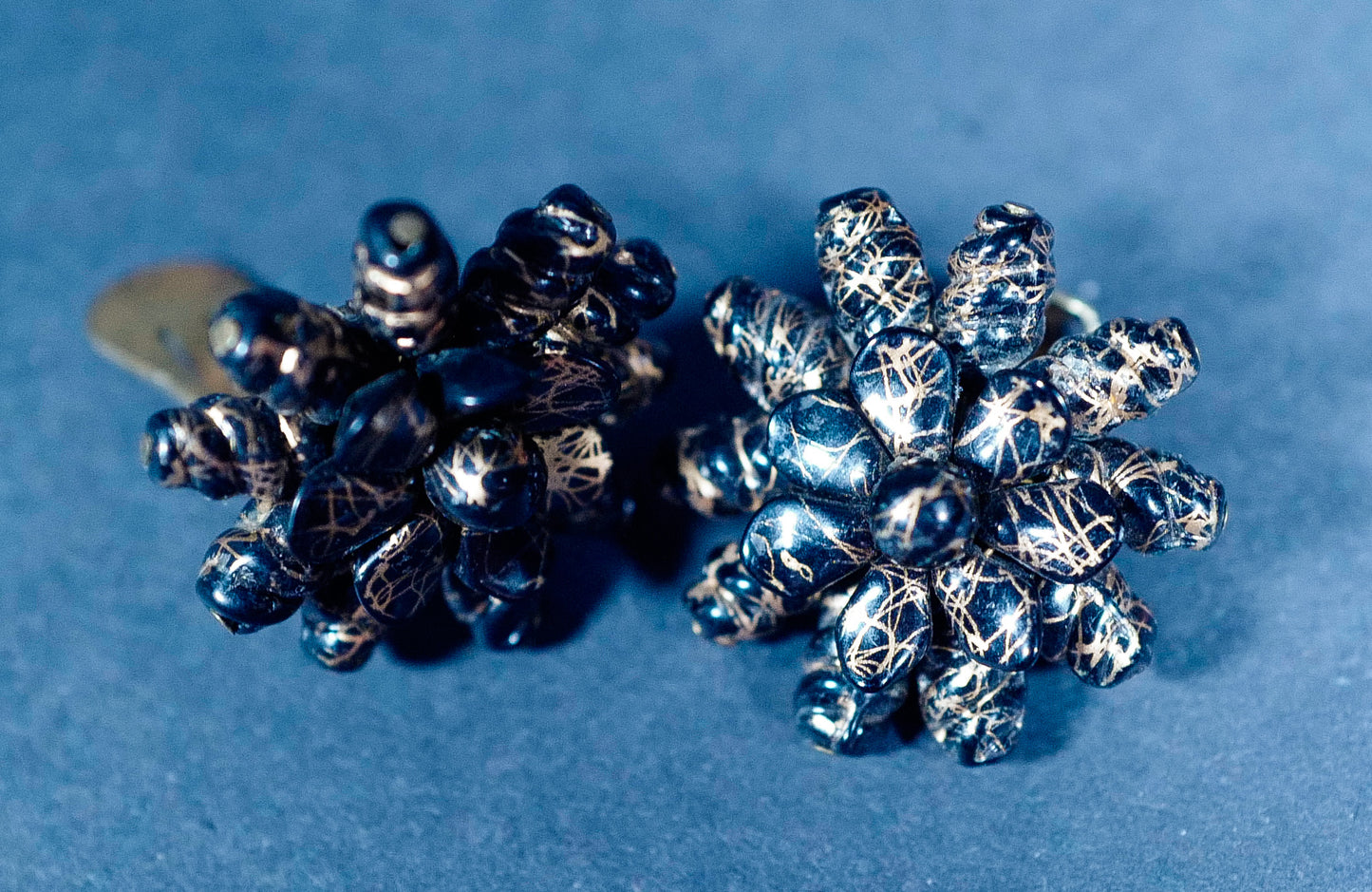 Vintage Beaded Blossom Clip-On Earrings