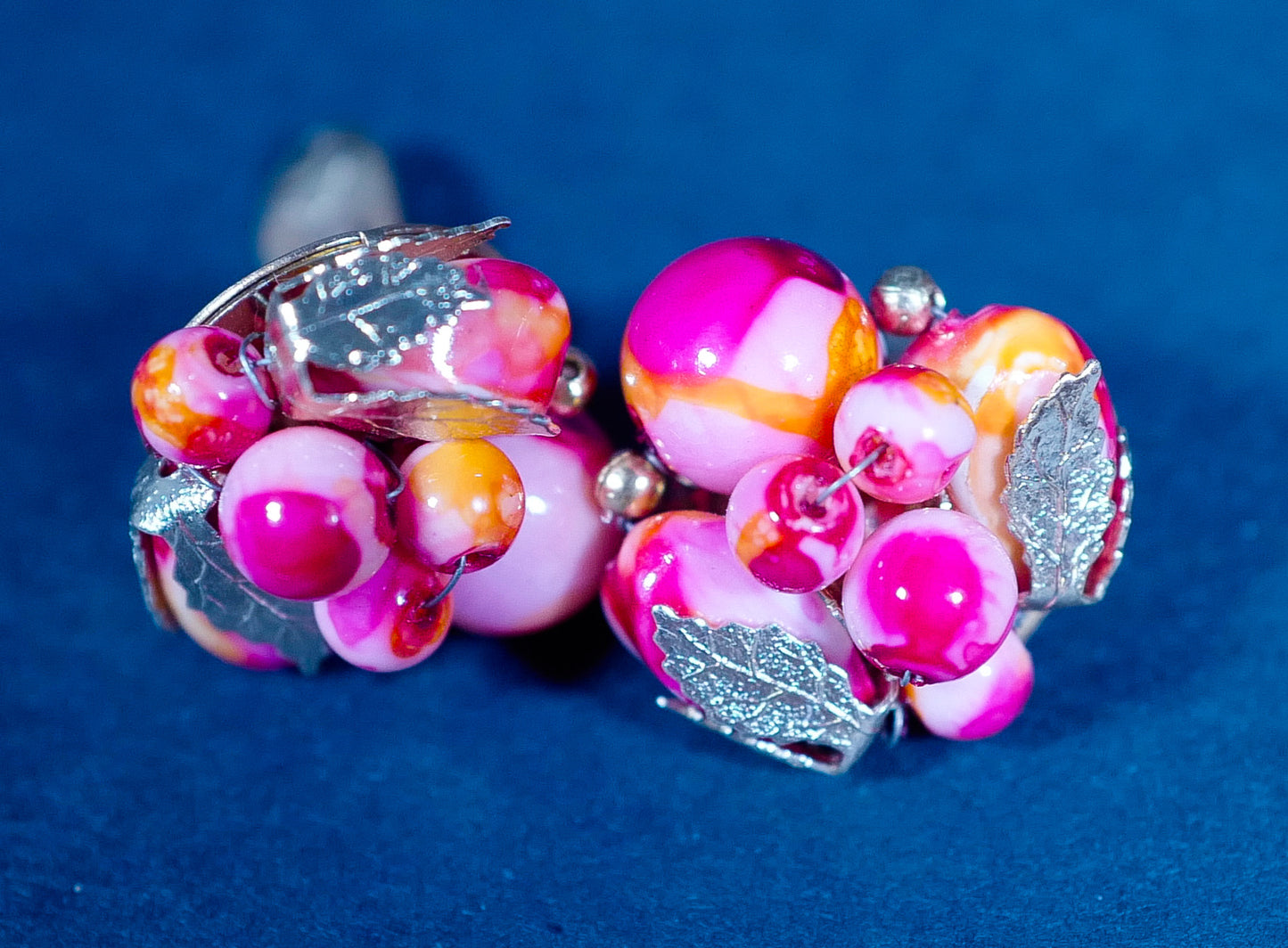 Vintage Beaded Bauble Clip-On Earrings