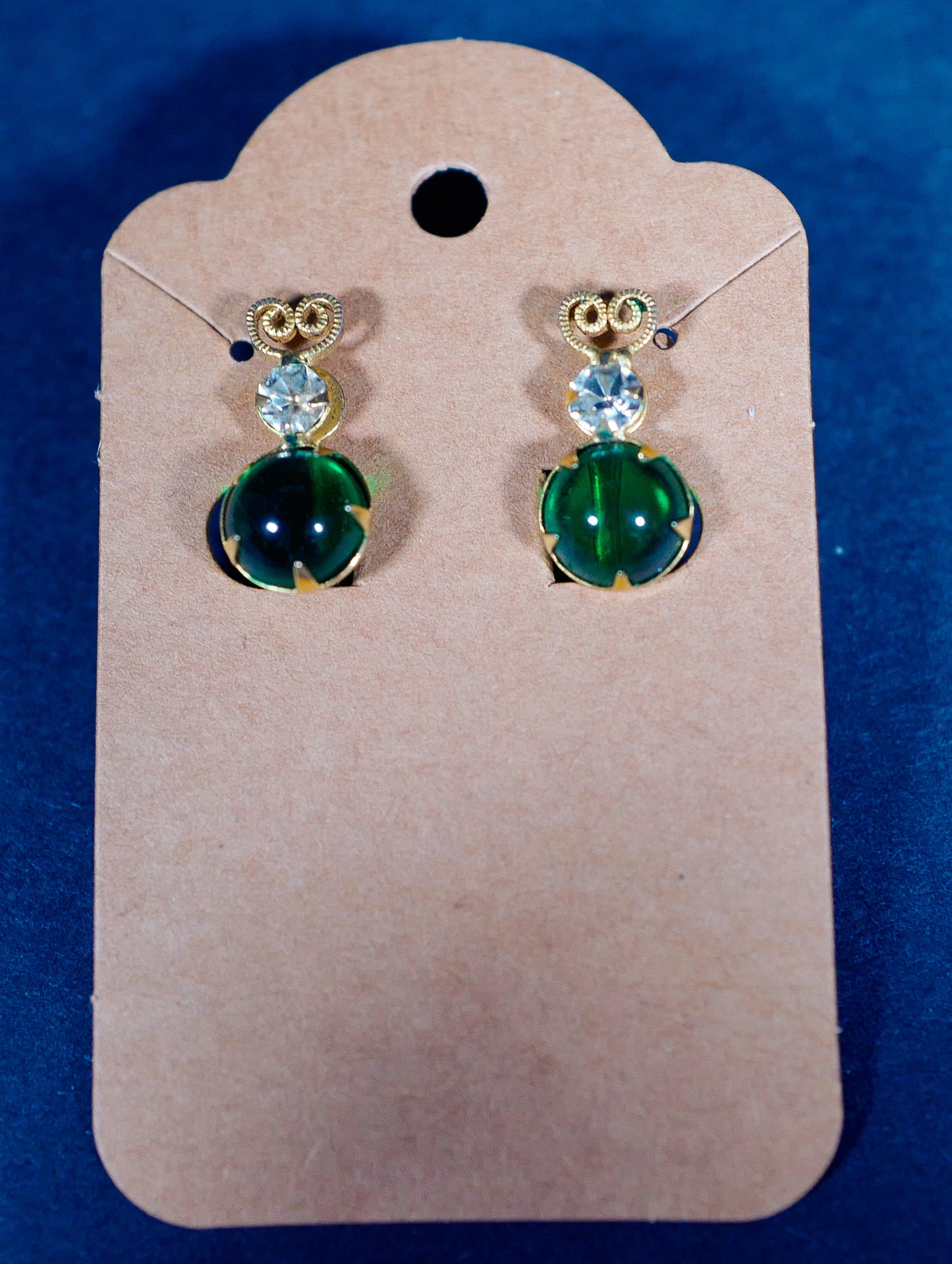 Vintage Screw-Back Faux Emerald Earrings