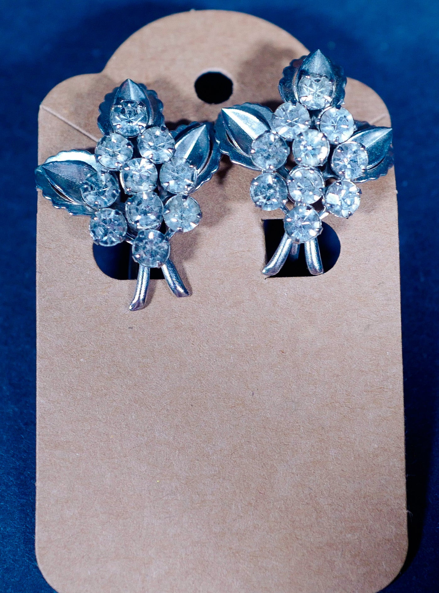 Vintage Screw-Back Faux Diamond Fig Earrings