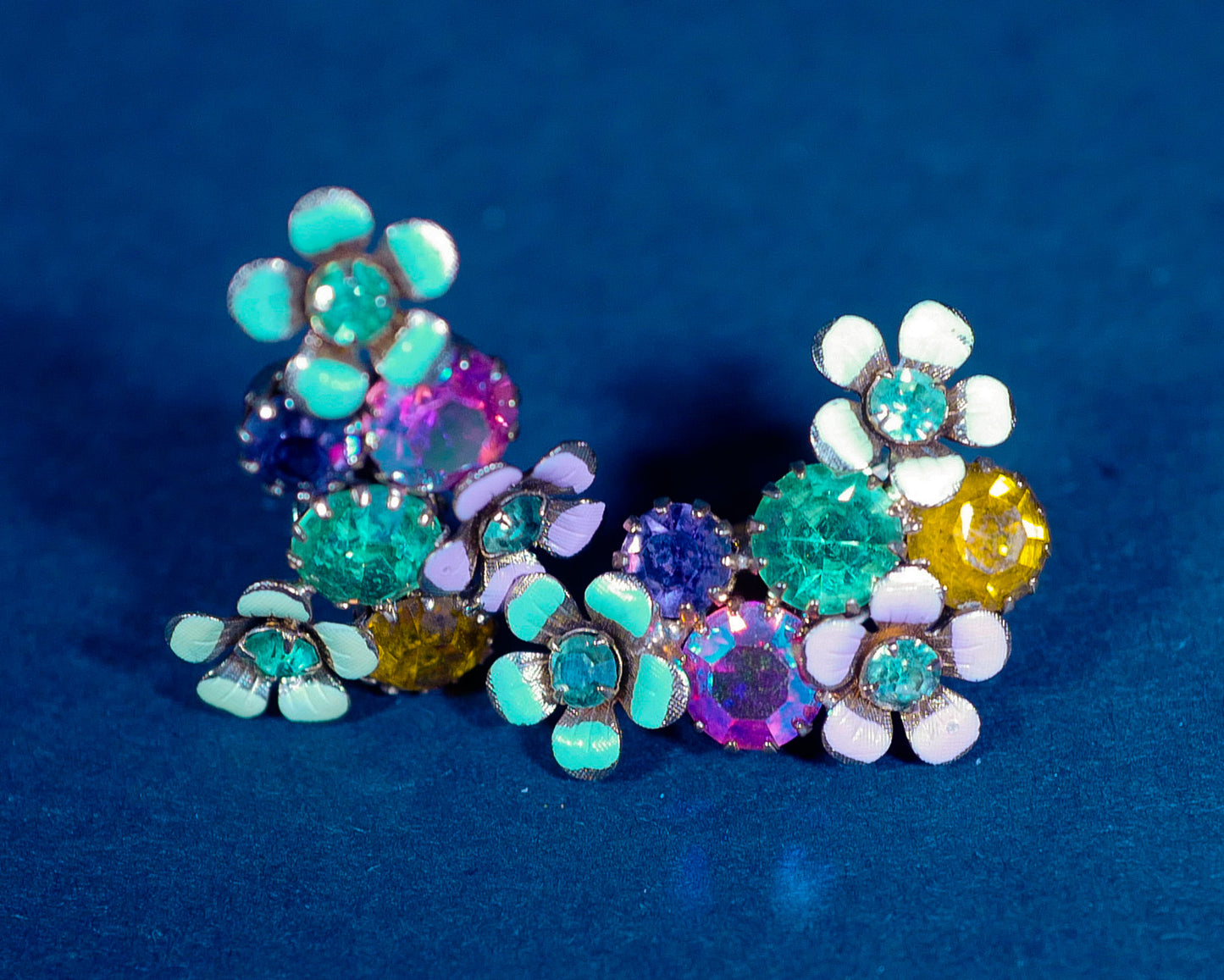 Vintage Blossom Bunch Clip-On Earrings