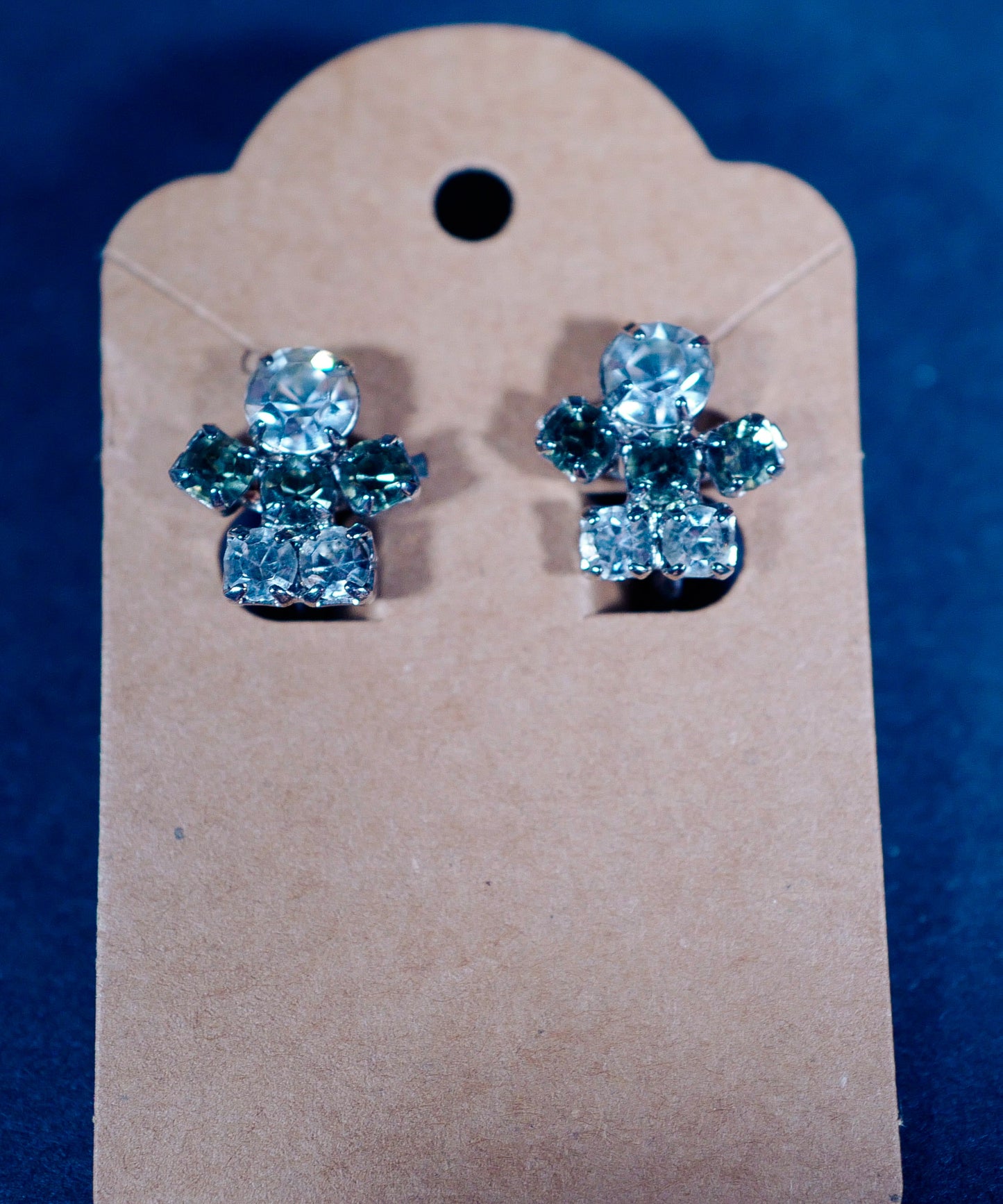 Vintage Screw-Back Faux Diamond Stud Earrings