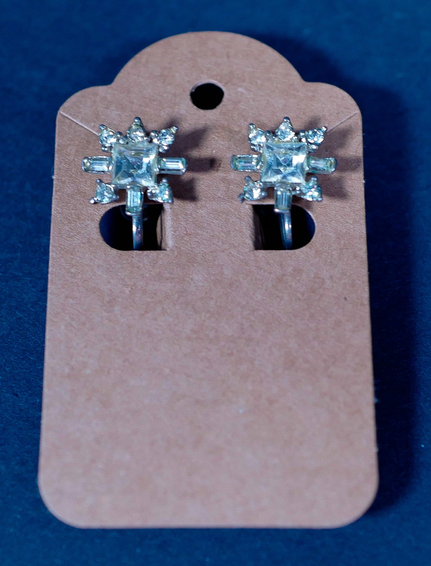 Vintage Screw-Back Faux Diamond Star Earrings