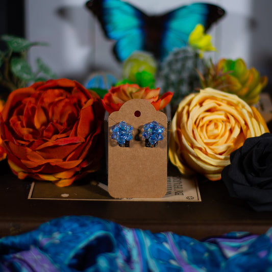 Vintage Beaded Flower Clip-On Earrings