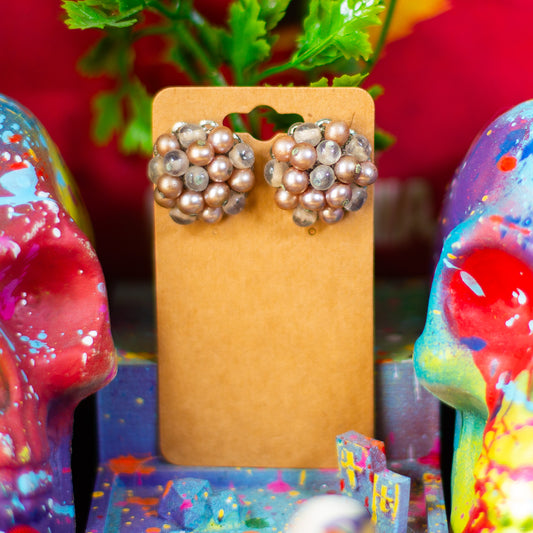 Vintage Beaded Champagne Bubbles Clip-On Earrings