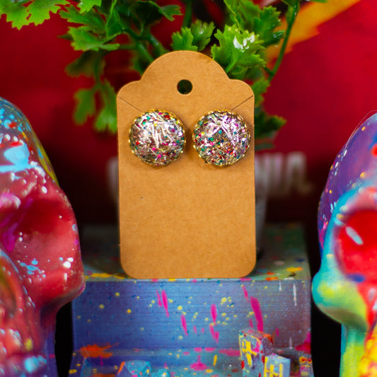 Vintage Confetti Orb Clip-On Earrings