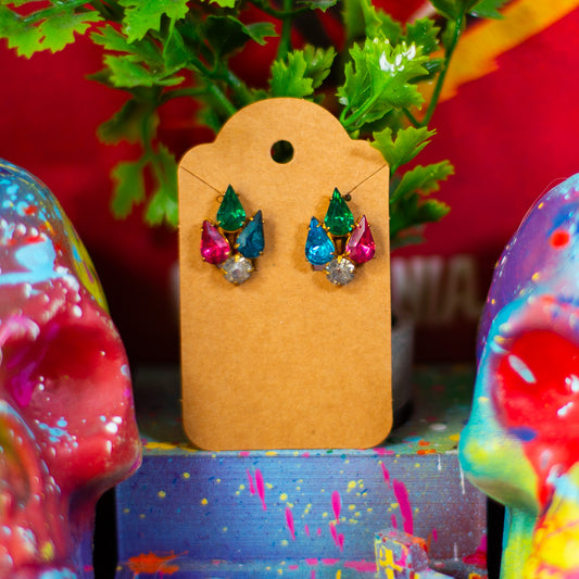 Vintage Screw-Back Multi-Colored Raindrop Earrings