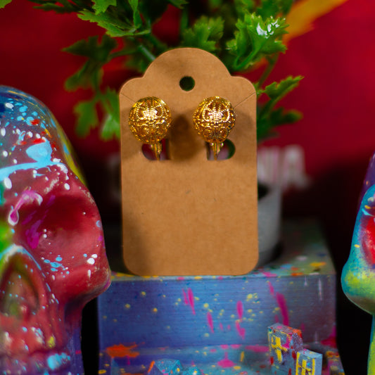 Vintage Gold Plated Ornament Clip-On Earrings