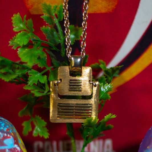 Vintage Brass Plate Armor Pendant Necklace