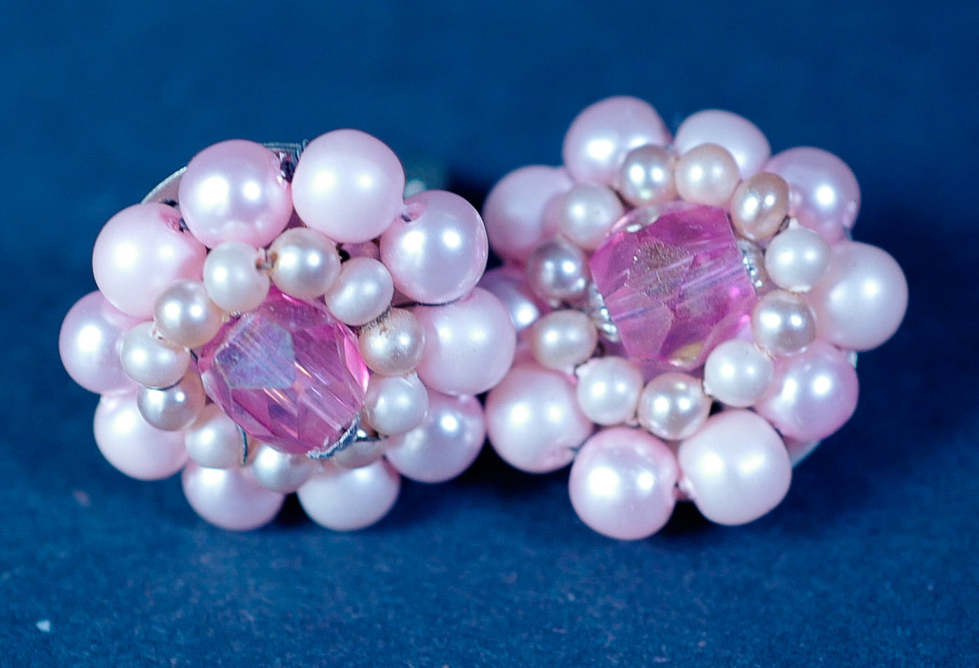 Vintage Blush Bubble Clip-On Earrings