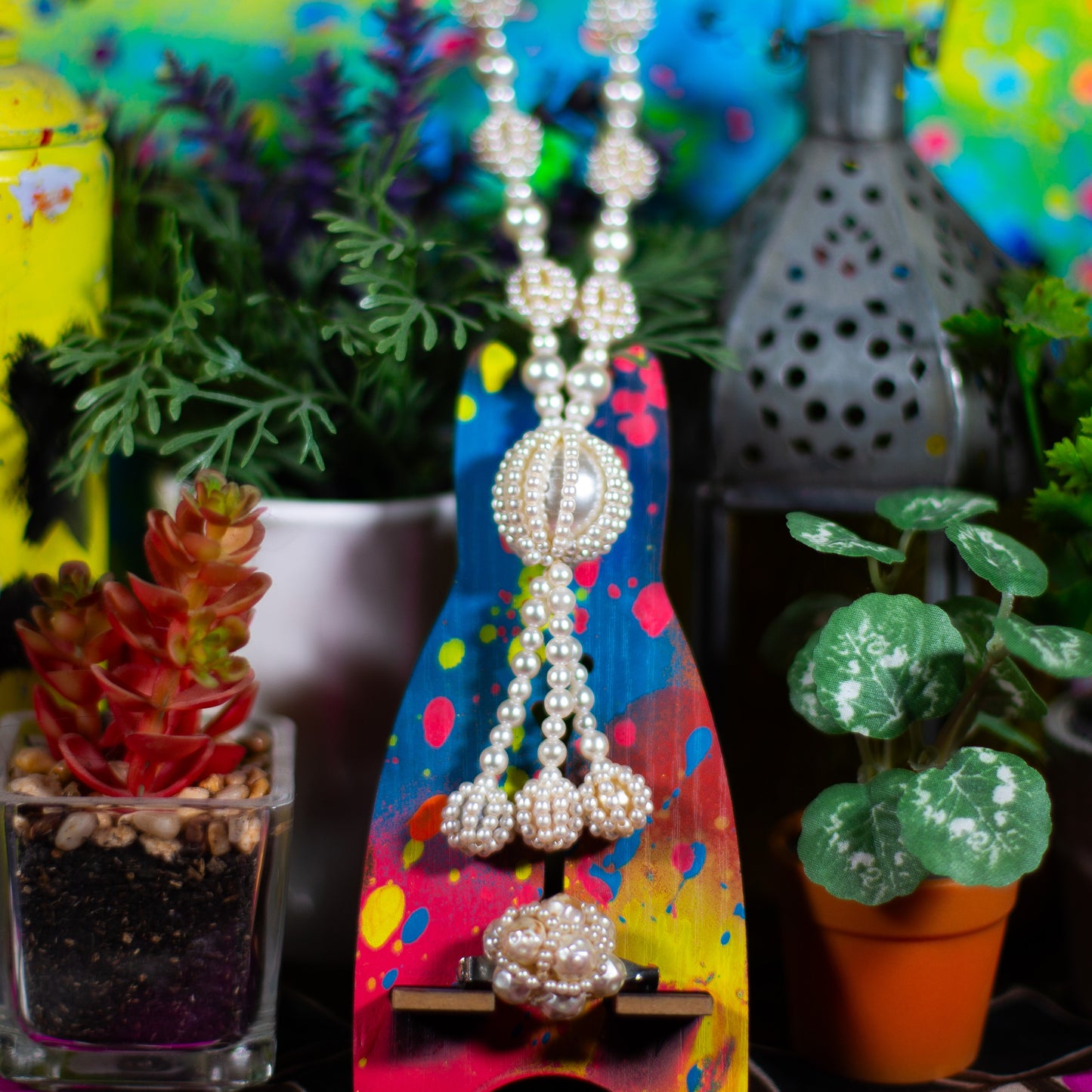 Vintage Faux Pearl Necklace and Pin Set
