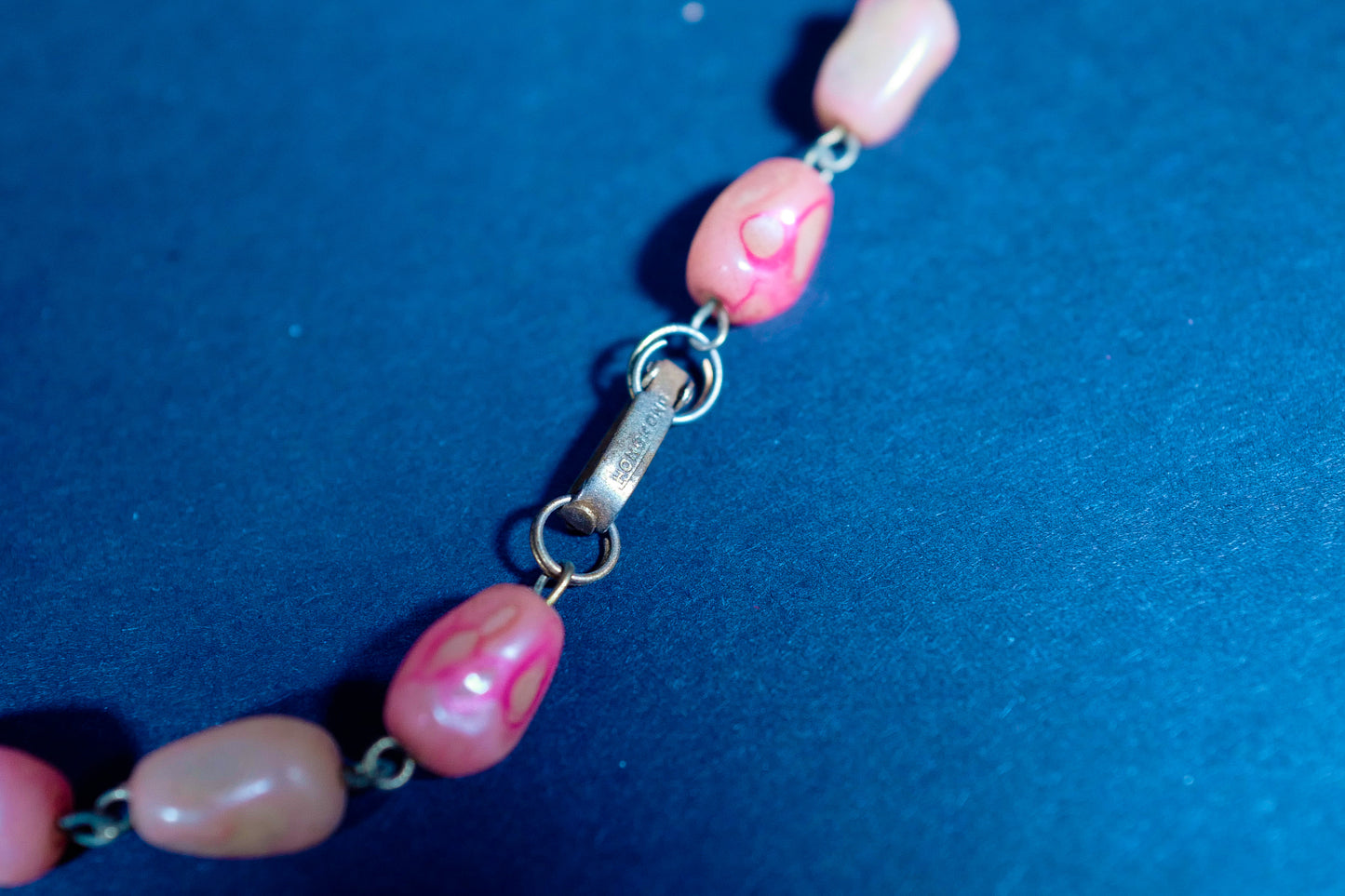 Vintage Polished Stone Beaded Necklace - Long