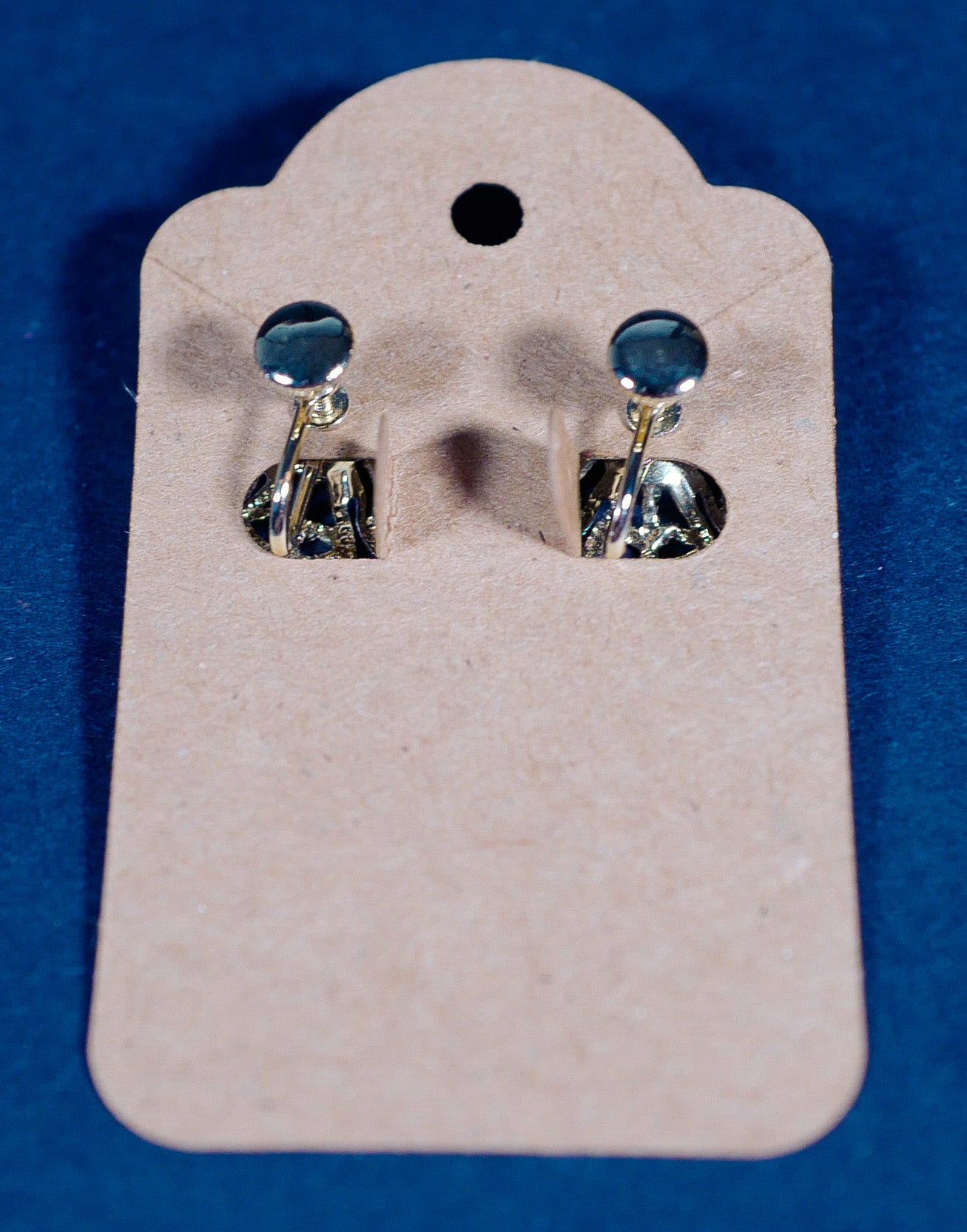 Vintage Screw-Back Faux Garnet Metal Blossom Earrings