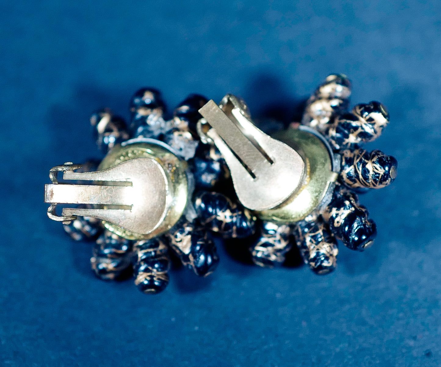 Vintage Beaded Blossom Clip-On Earrings