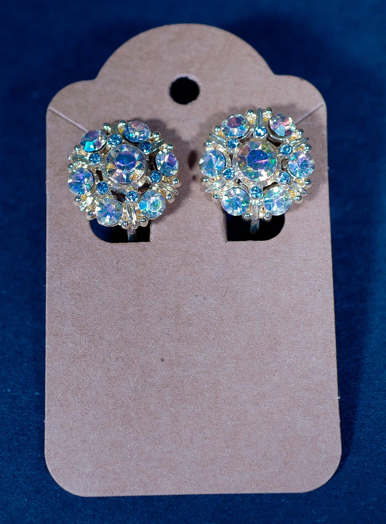 Vintage Screw-Back Faux Diamond Kaleidescope Earrings