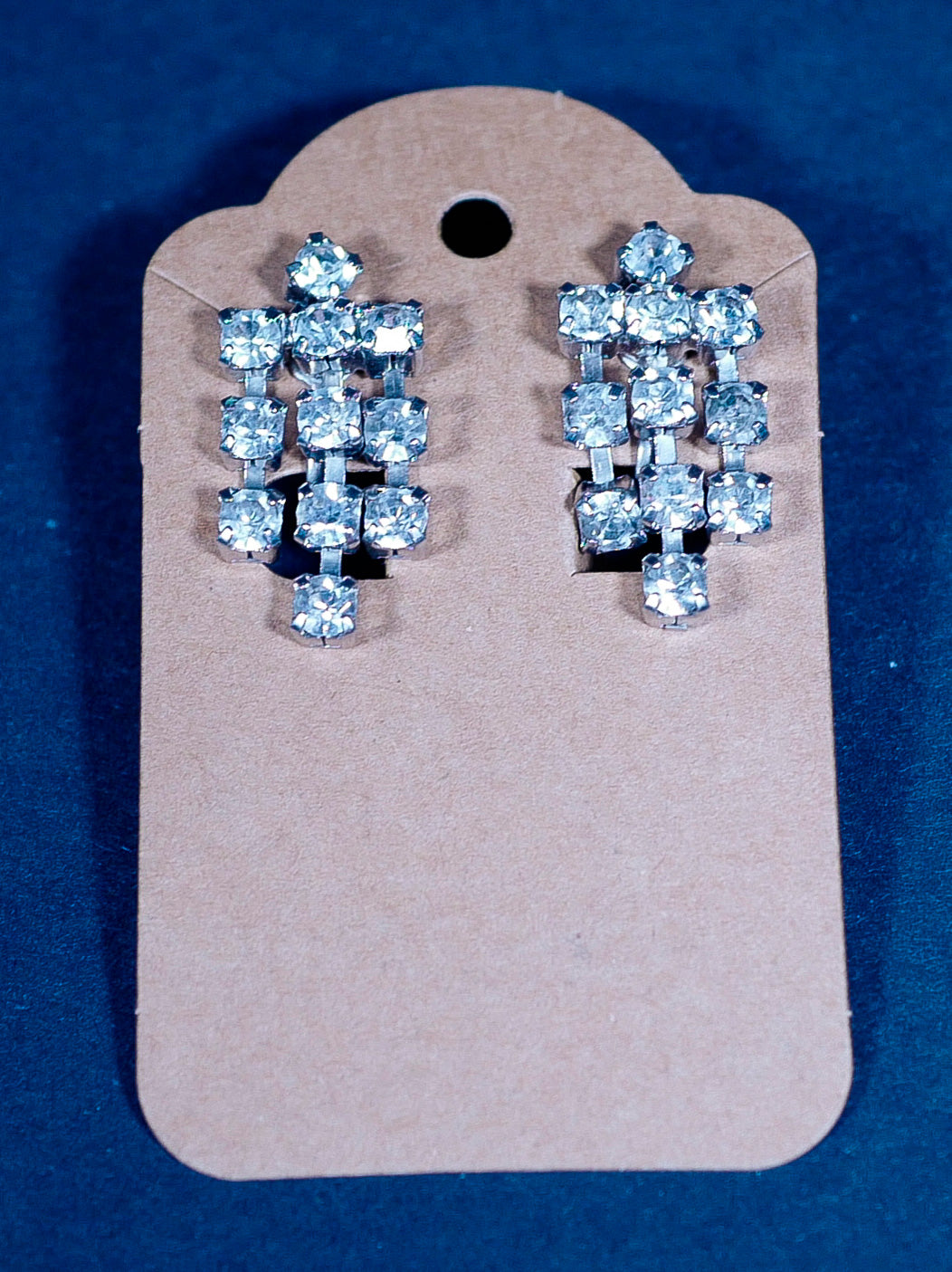 Vintage Screw-Back Faux Diamond Chandelier Earrings
