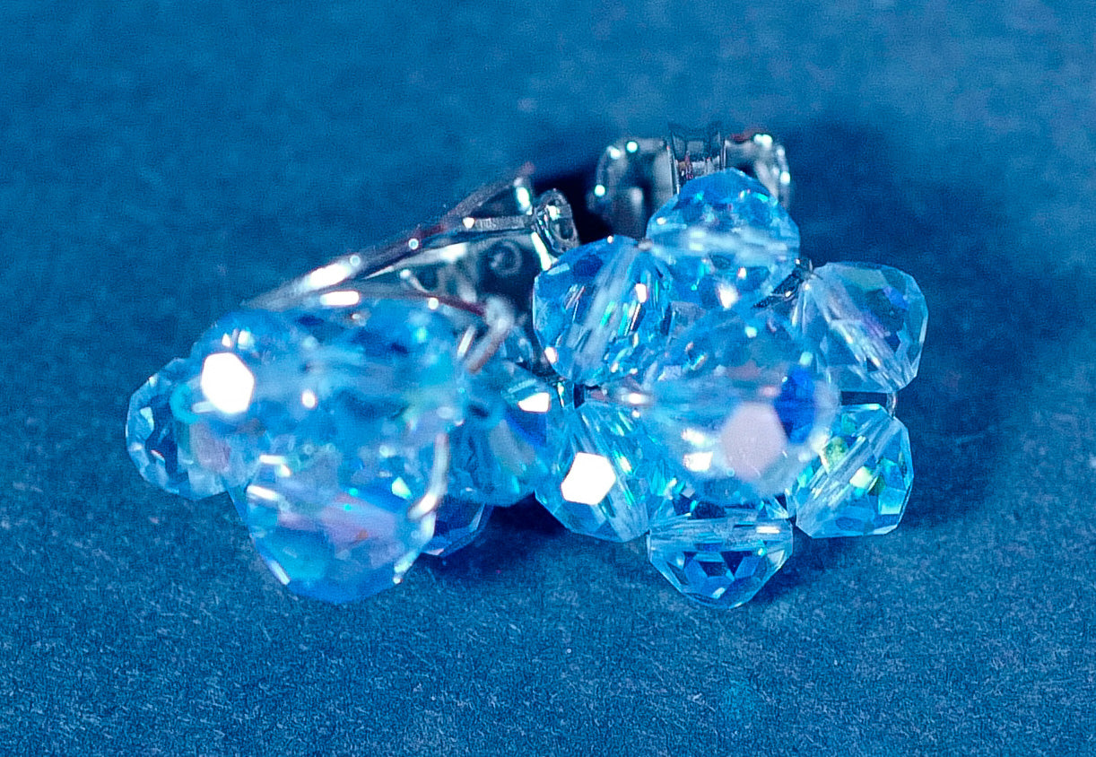 Vintage Beaded Flower Clip-On Earrings