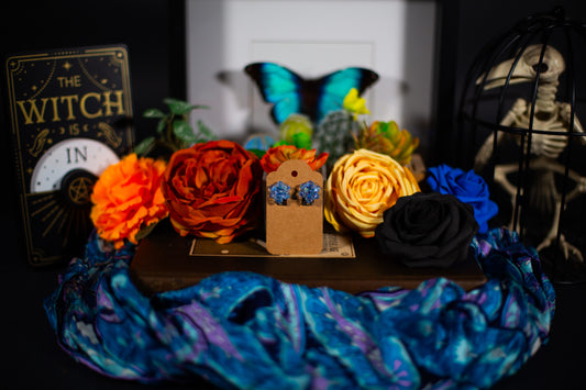 Vintage Beaded Flower Clip-On Earrings