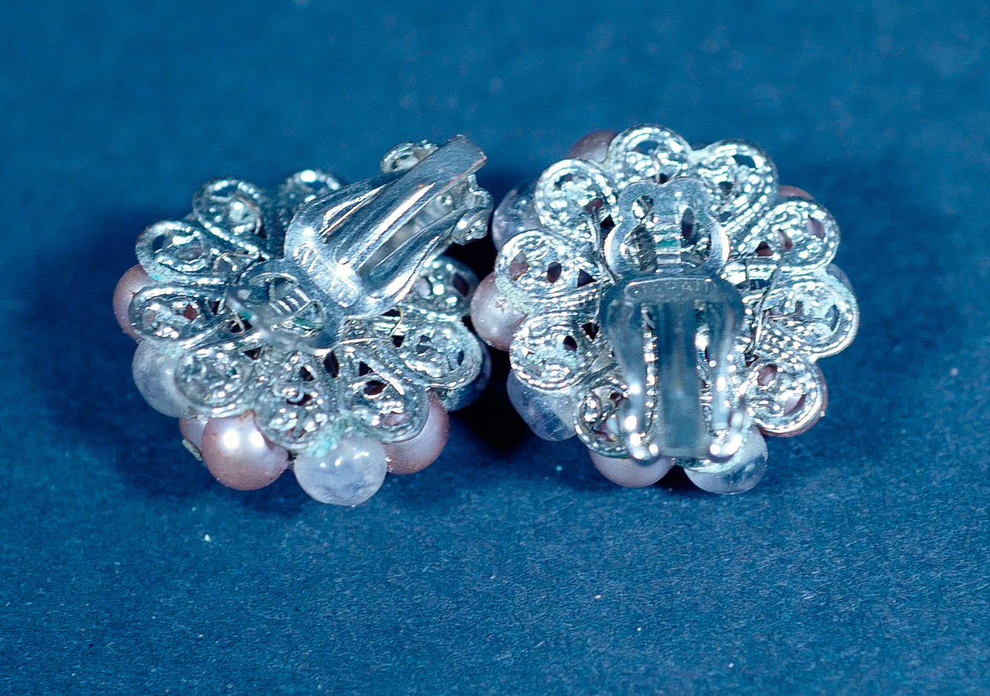 Vintage Beaded Champagne Bubbles Clip-On Earrings
