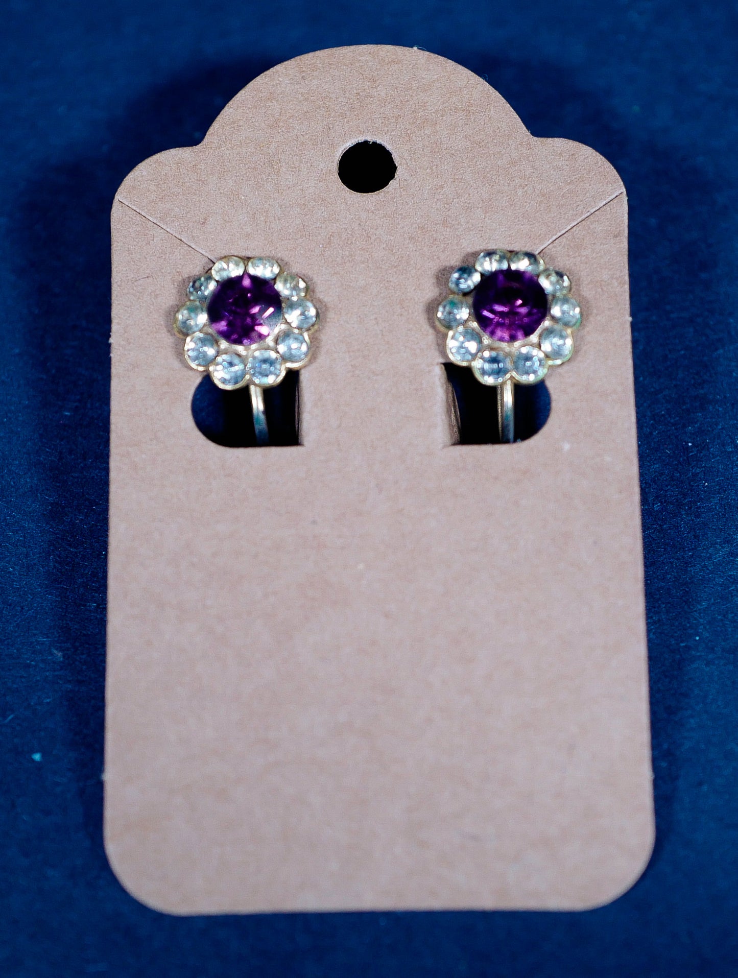 Vintage Screw-Back Faux Purple Diamond Stud Earrings