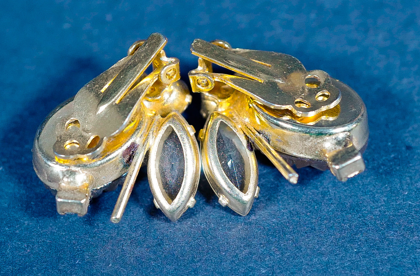 Vintage Rhinestone Blossom Clip-On Earrings