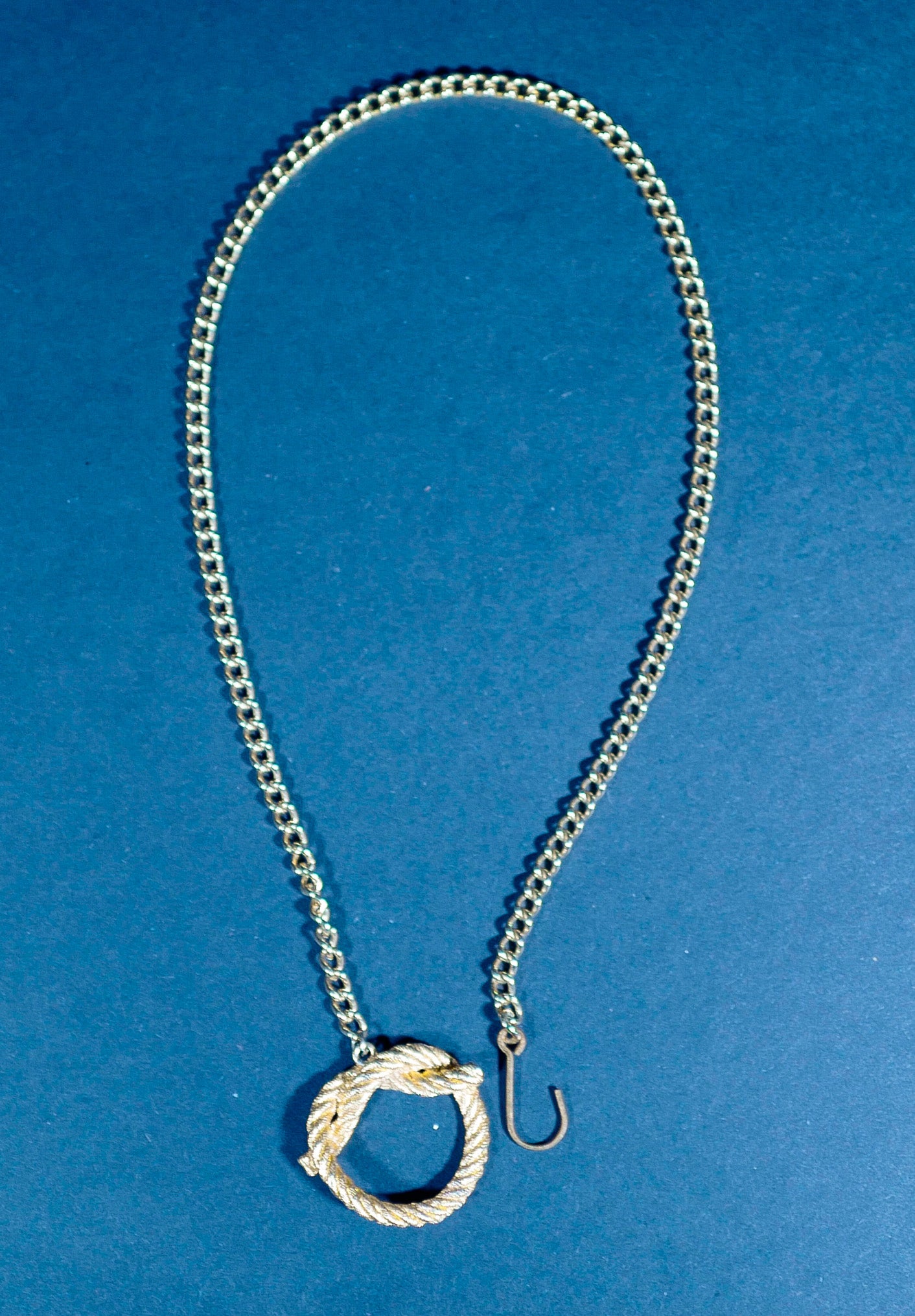 Vintage Hook Clasp Gold Plated Knot Pendant Necklace