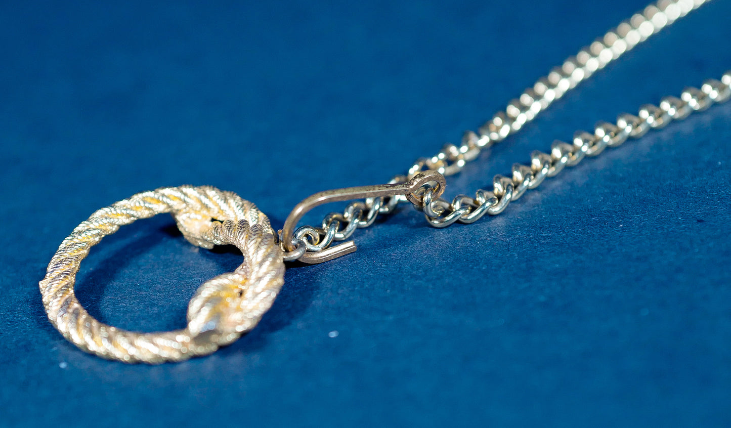 Vintage Hook Clasp Gold Plated Knot Pendant Necklace