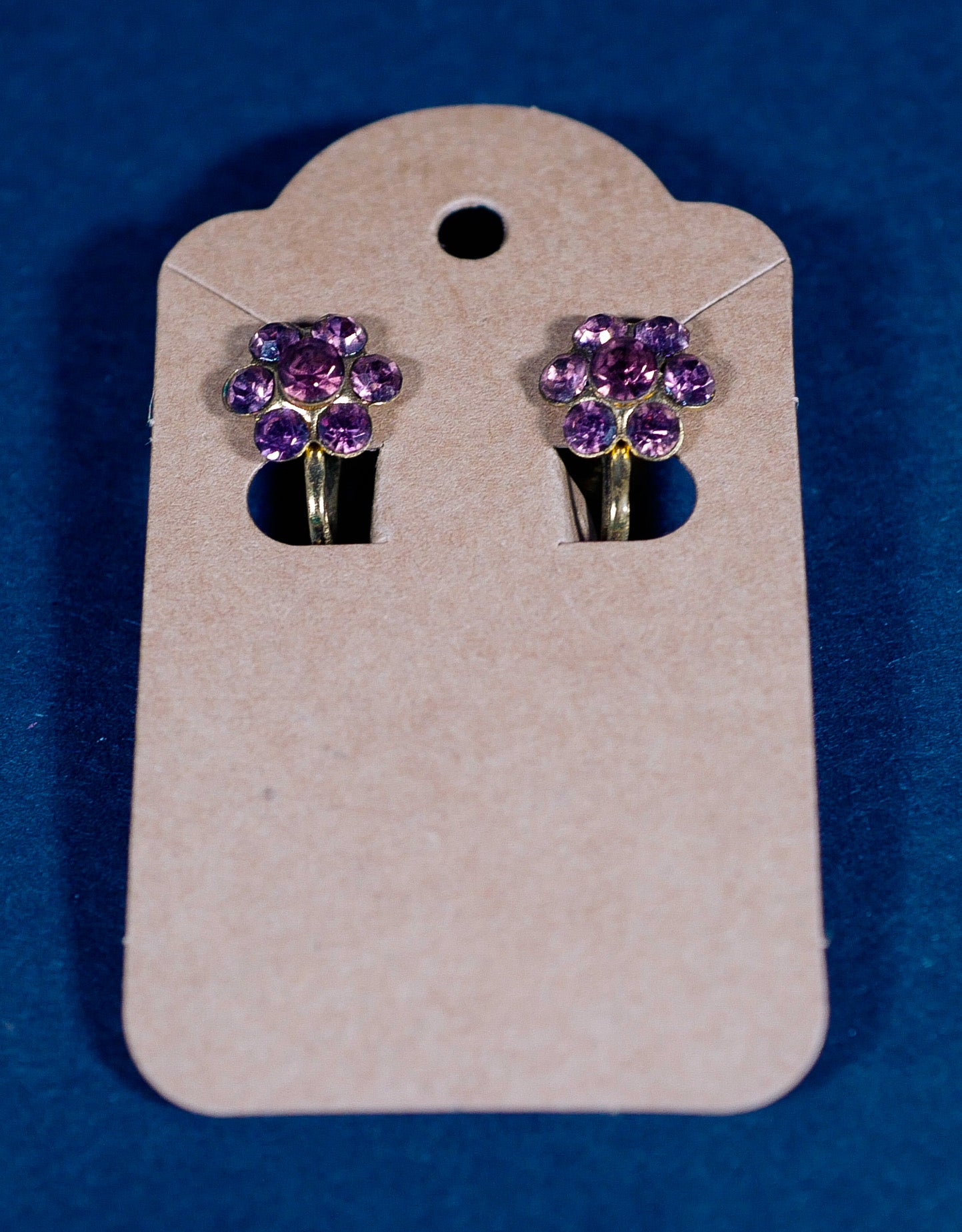 Vintage Screw-Back Purple Blossom Earrings