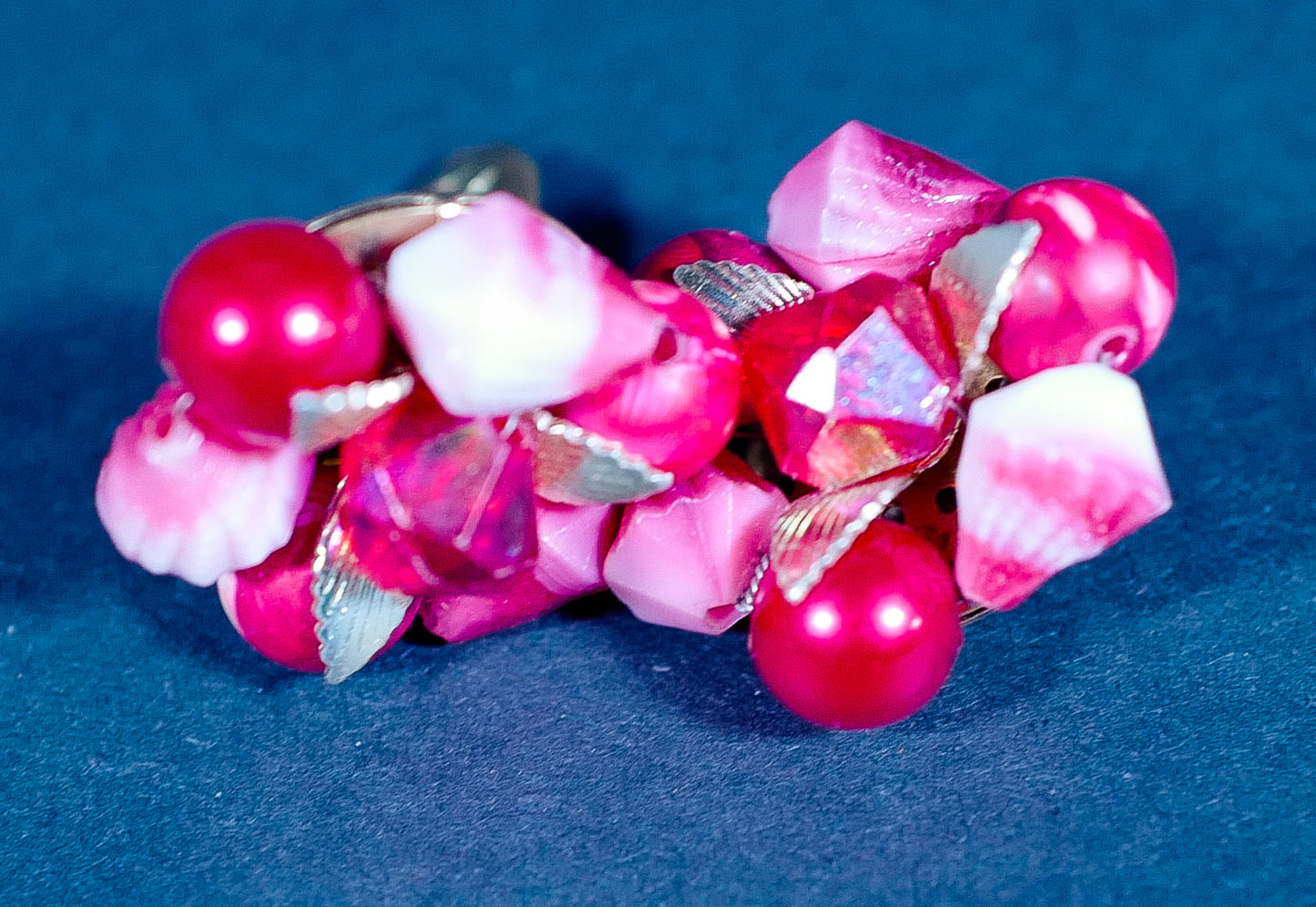 Vintage Pink Pop Blossom Clip-On Earrings