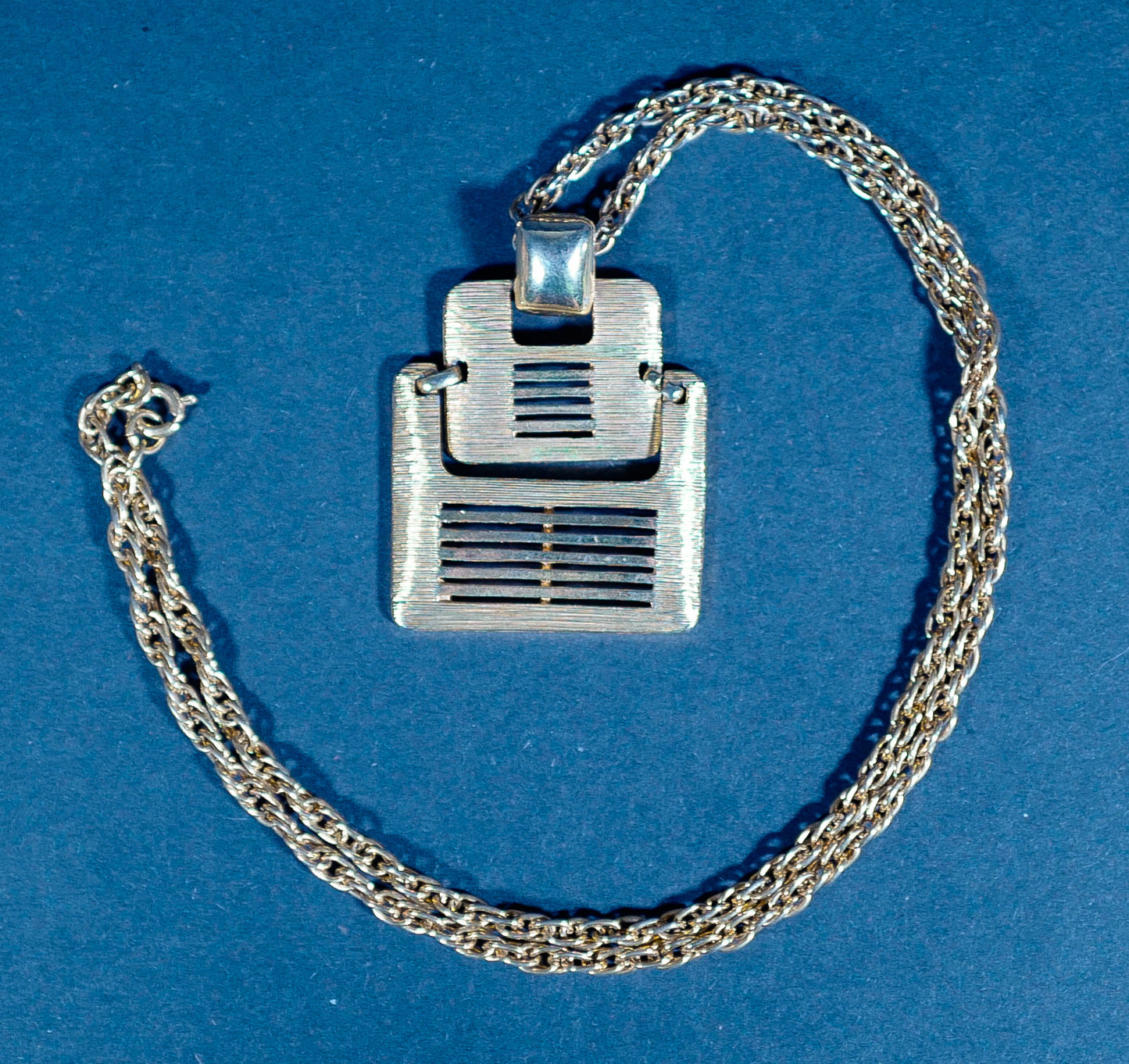 Vintage Brass Plate Armor Pendant Necklace