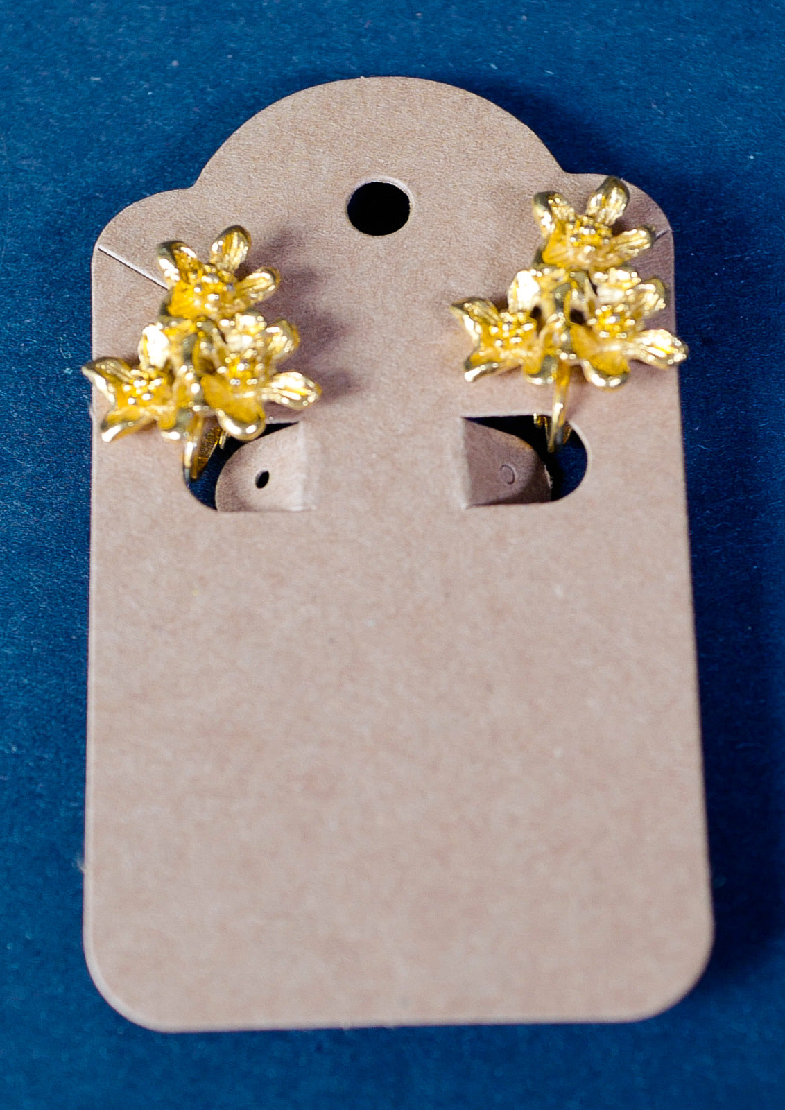 Vintage Gold Plated Flower Trio Clip-On Earrings