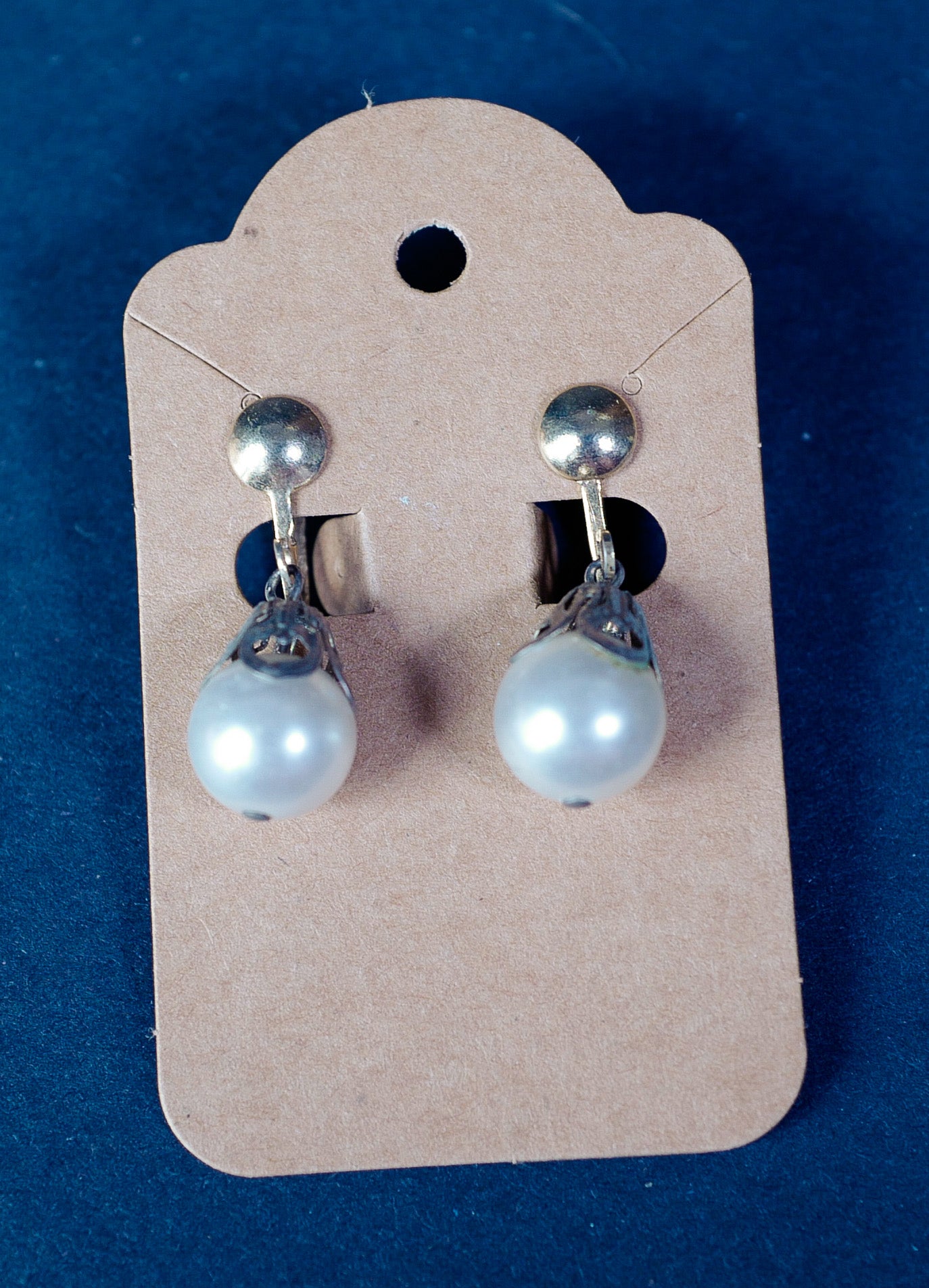 Vintage Screw-Back Faux Pearl Drop Earrings