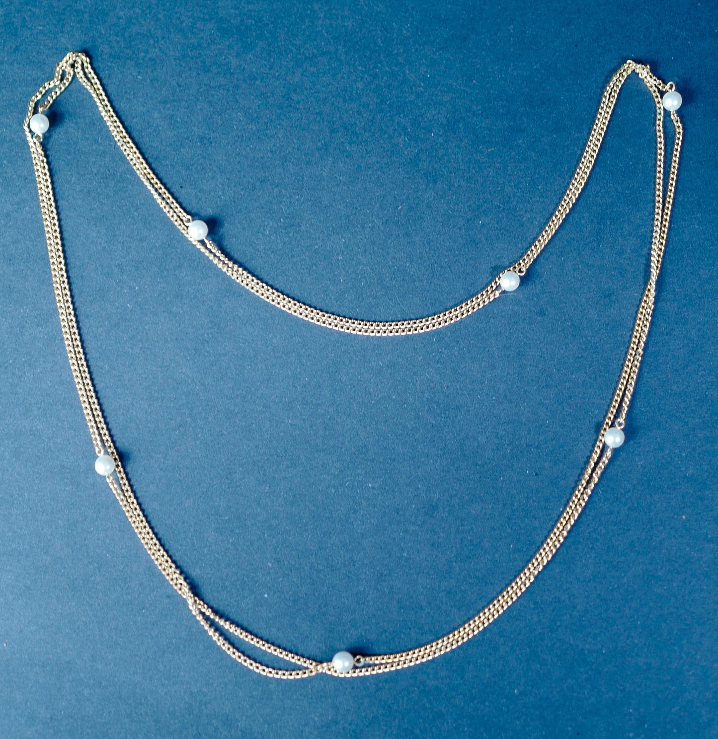 Vintage Long Chain with Faux Pearls