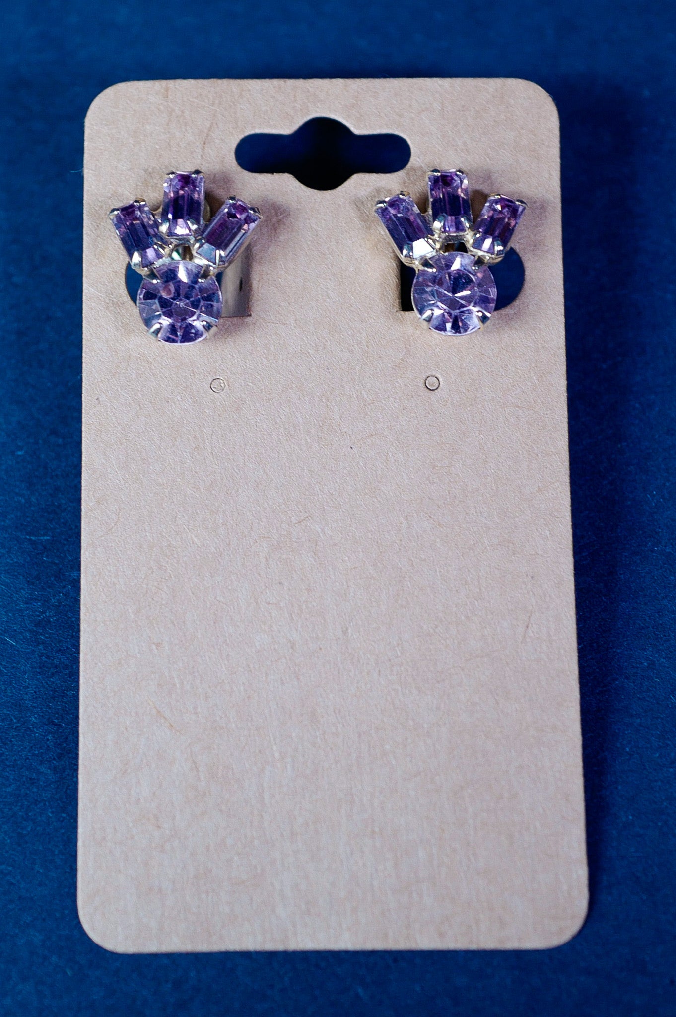 Vintage Screw-Back Faux Amethyst Cluster Earrings