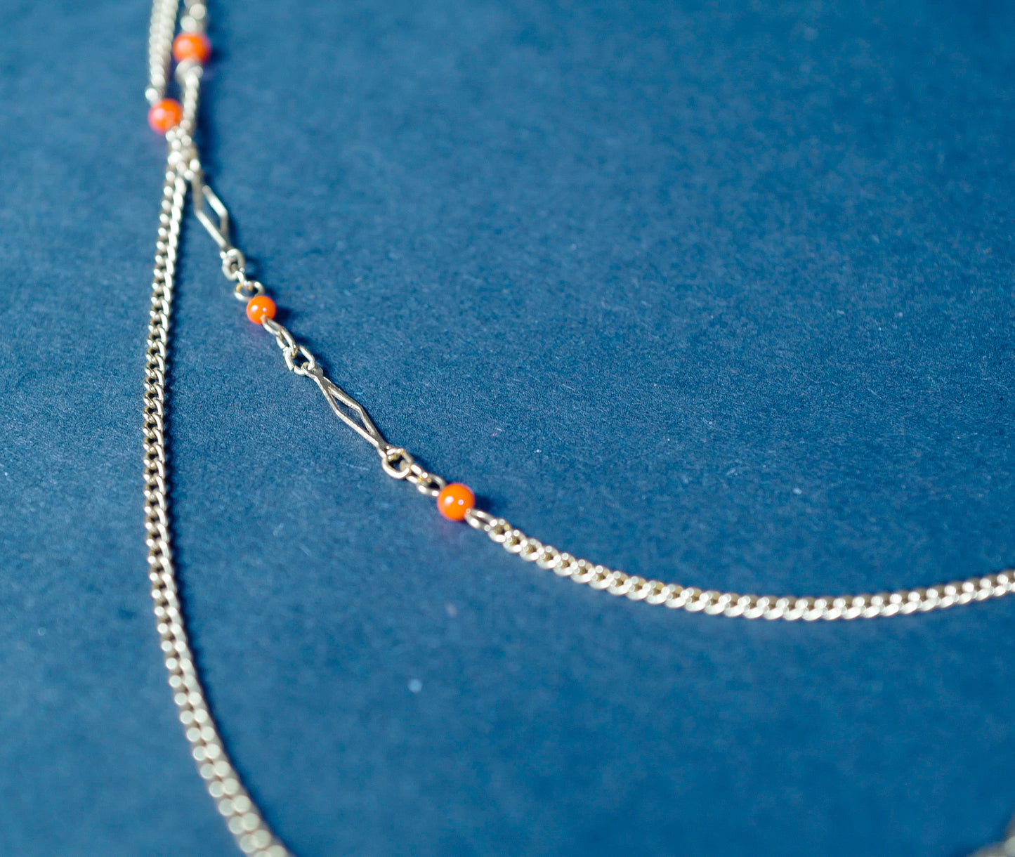 Vintage Long Geometric Chain with Beads