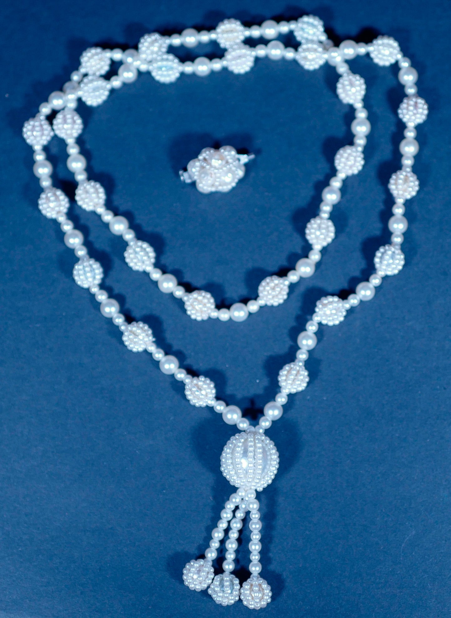 Vintage Faux Pearl Necklace and Pin Set