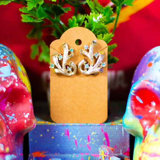 Vintage Fairy Wood Clip-On Earrings