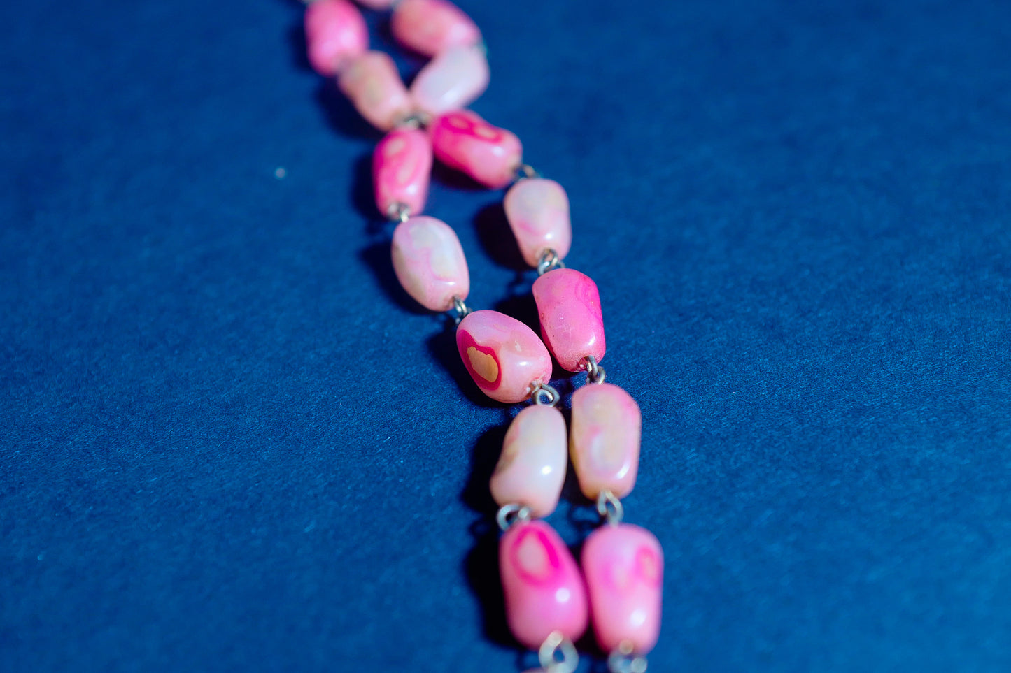 Vintage Polished Stone Beaded Necklace - Long
